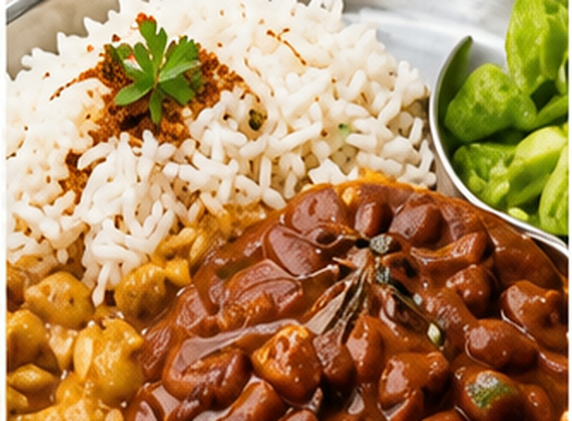 Rajma served with rice and cucumber