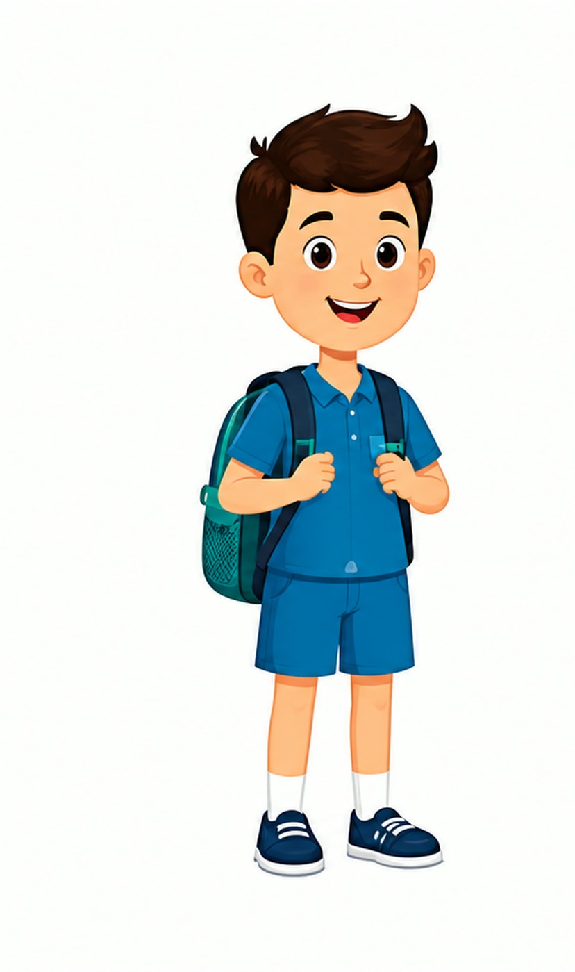 Young school boy with a backpack