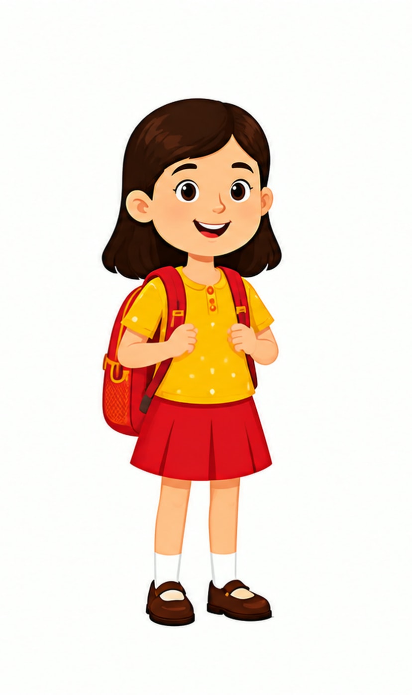 School girl with a backpack